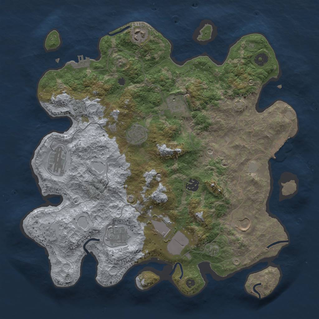 Rust Map: Procedural Map, Size: 3650, Seed: 73518965, 17 Monuments