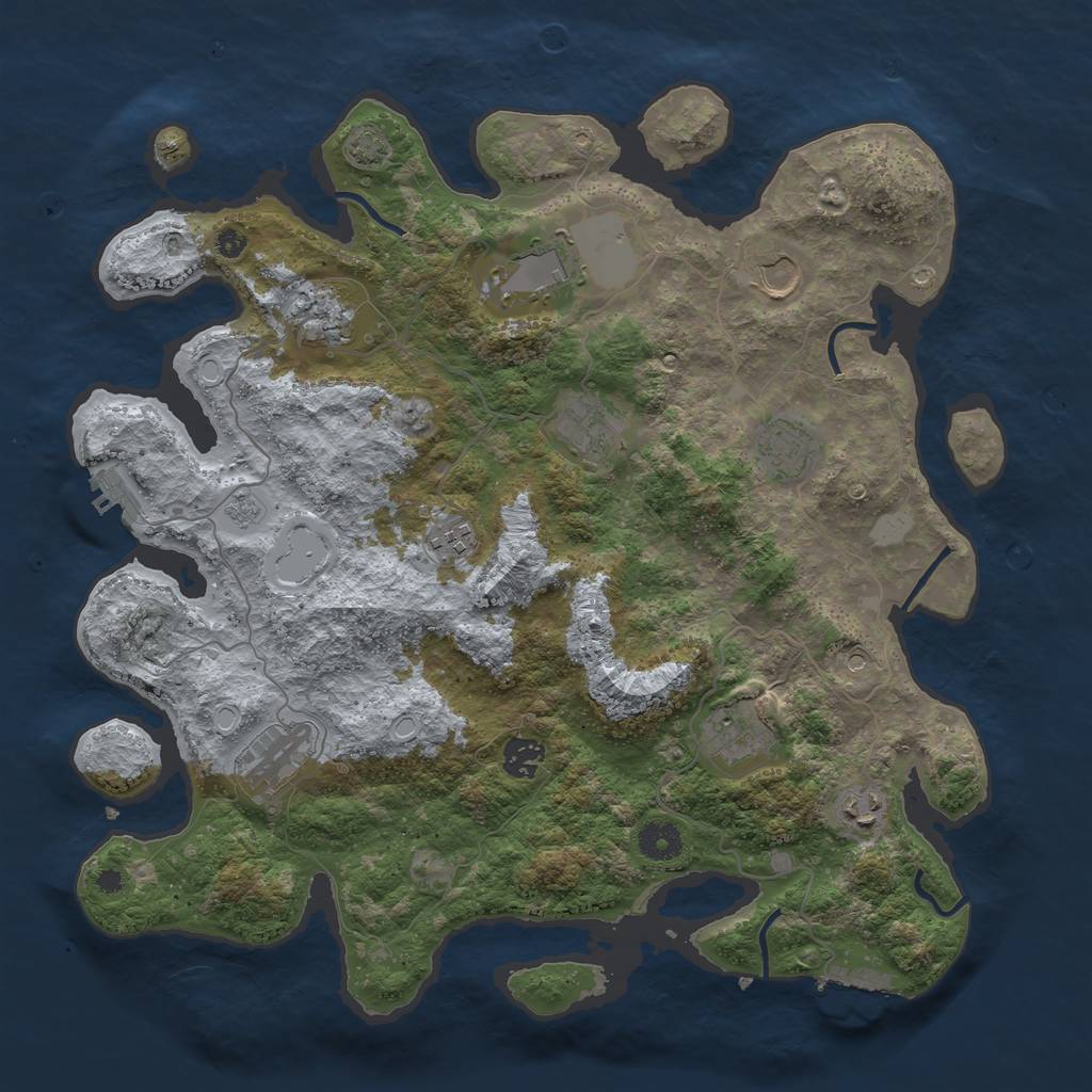 Rust Map: Procedural Map, Size: 3900, Seed: 6434249, 18 Monuments