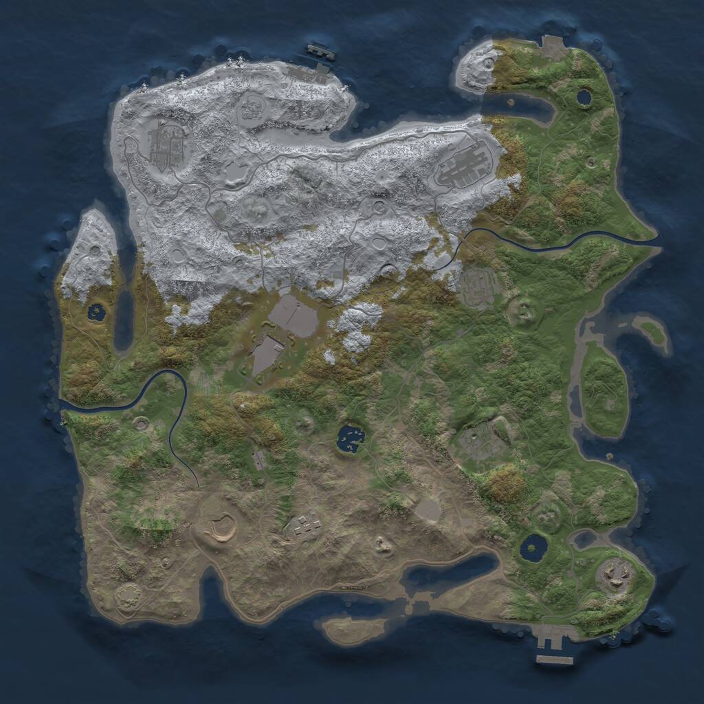 Rust Map: Procedural Map, Size: 3900, Seed: 710936293, 15 Monuments