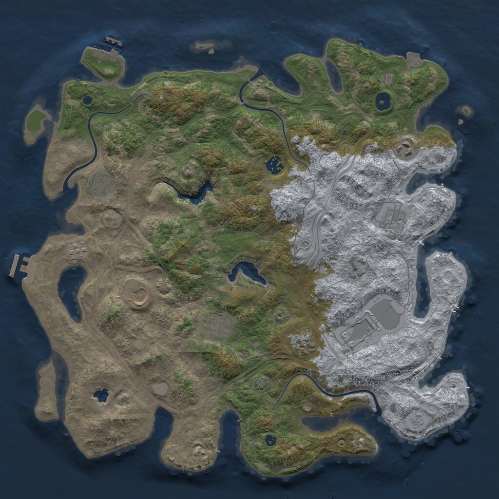 Rust Map: Procedural Map, Size: 4400, Seed: 53830165, 15 Monuments