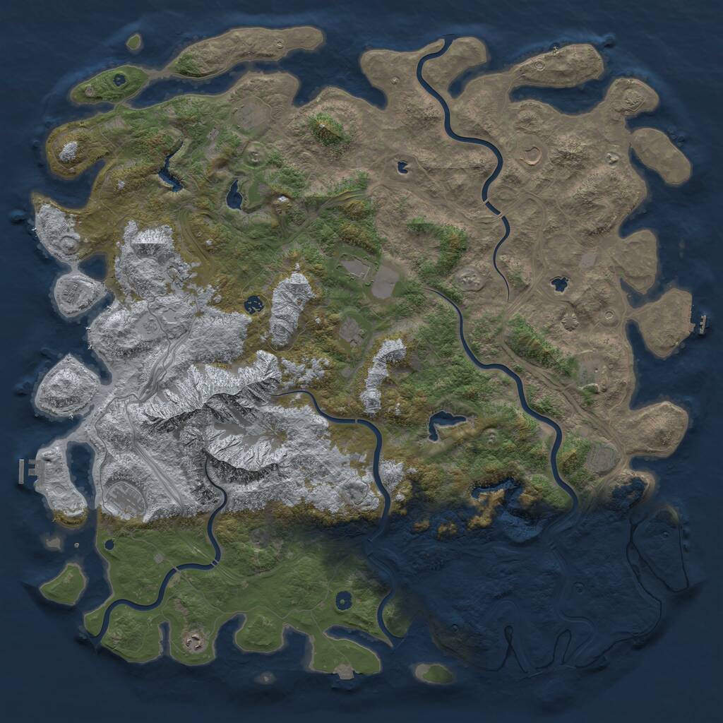 Rust Map: Procedural Map, Size: 6000, Seed: 1221693145, 17 Monuments
