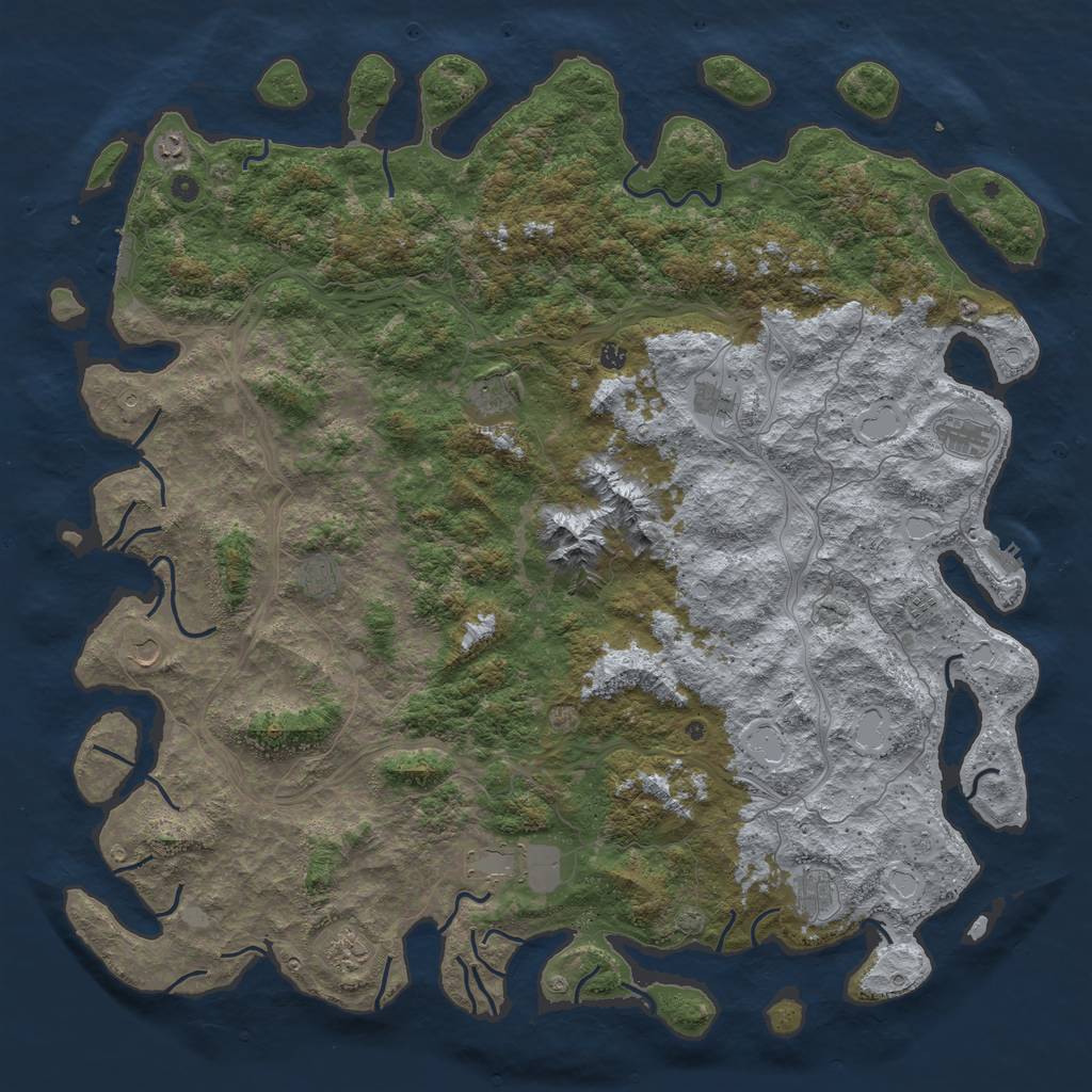 Rust Map: Procedural Map, Size: 6000, Seed: 73963039, 19 Monuments