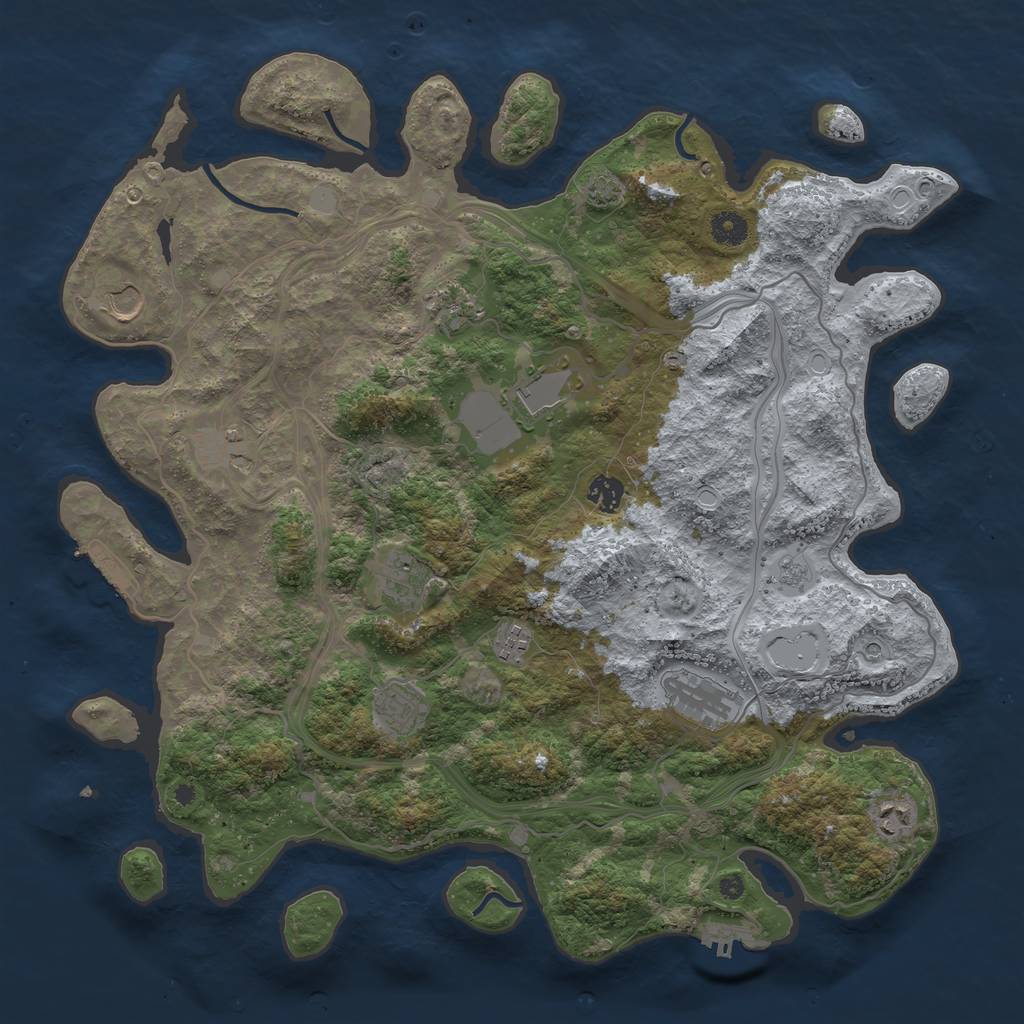 Rust Map: Procedural Map, Size: 4250, Seed: 66874545, 18 Monuments