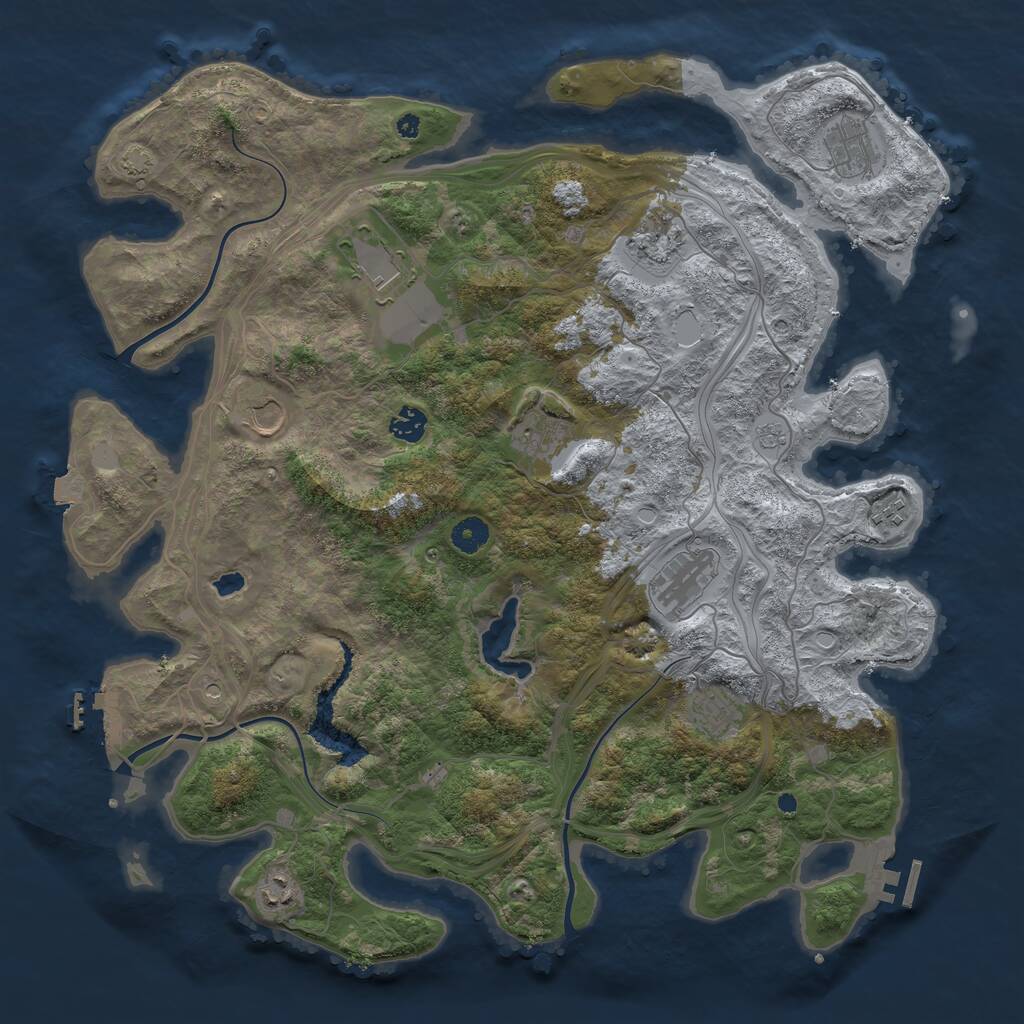 Rust Map: Procedural Map, Size: 4300, Seed: 84552167, 16 Monuments