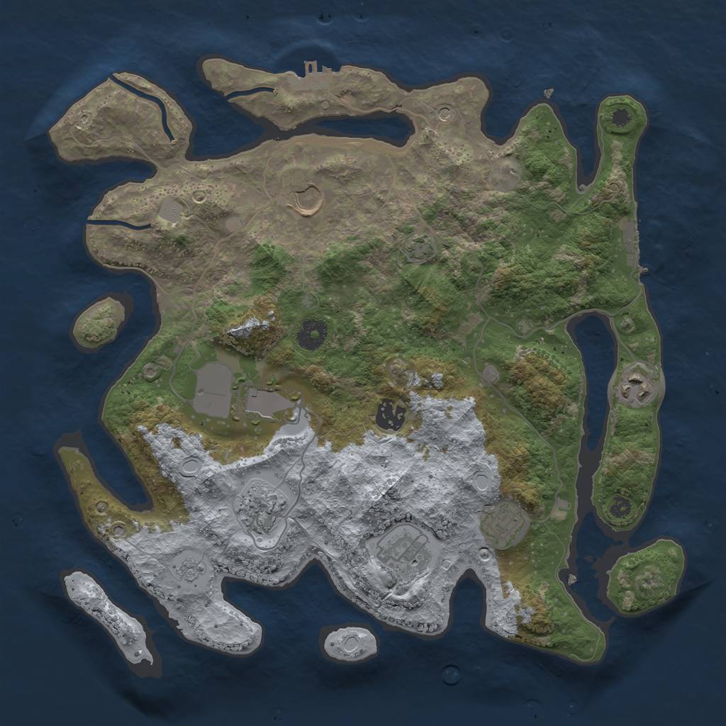 Rust Map: Procedural Map, Size: 3550, Seed: 70461715, 15 Monuments