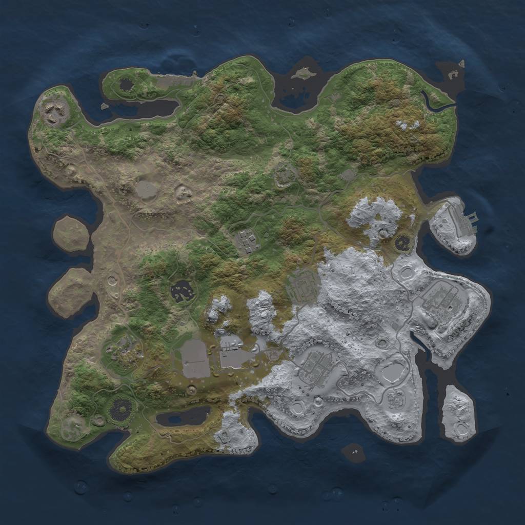 Rust Map: Procedural Map, Size: 3500, Seed: 305054721, 16 Monuments