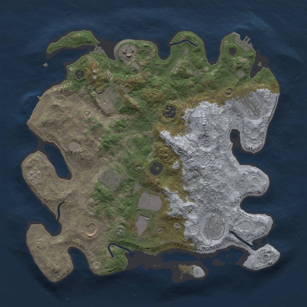 Rust Map: Procedural Map, Size: 3500, Seed: 5322, 17 Monuments