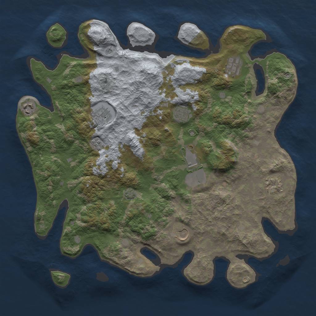 Rust Map: Barren, Size: 4000, Seed: 2000, 12 Monuments