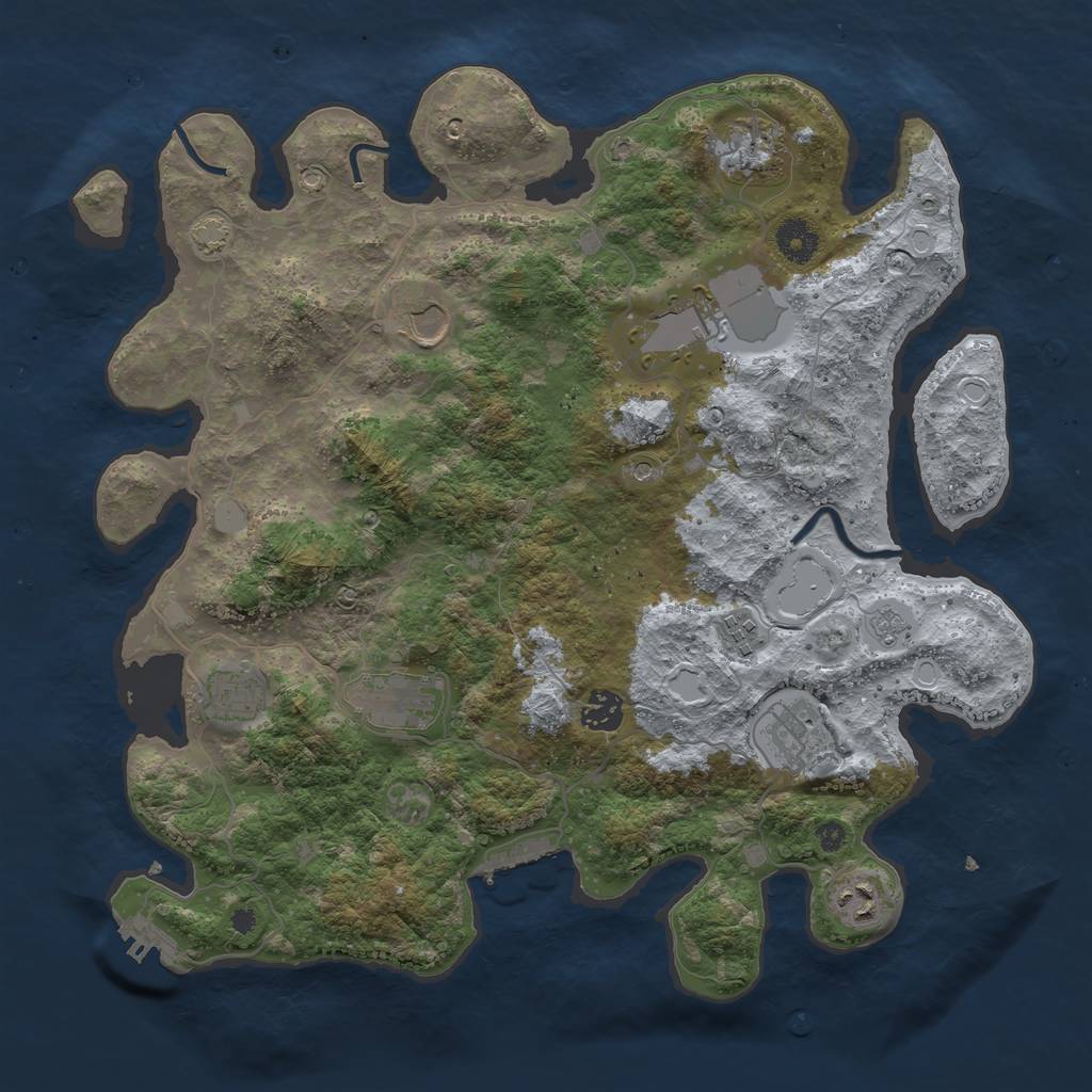 Rust Map: Procedural Map, Size: 3800, Seed: 98675050, 17 Monuments