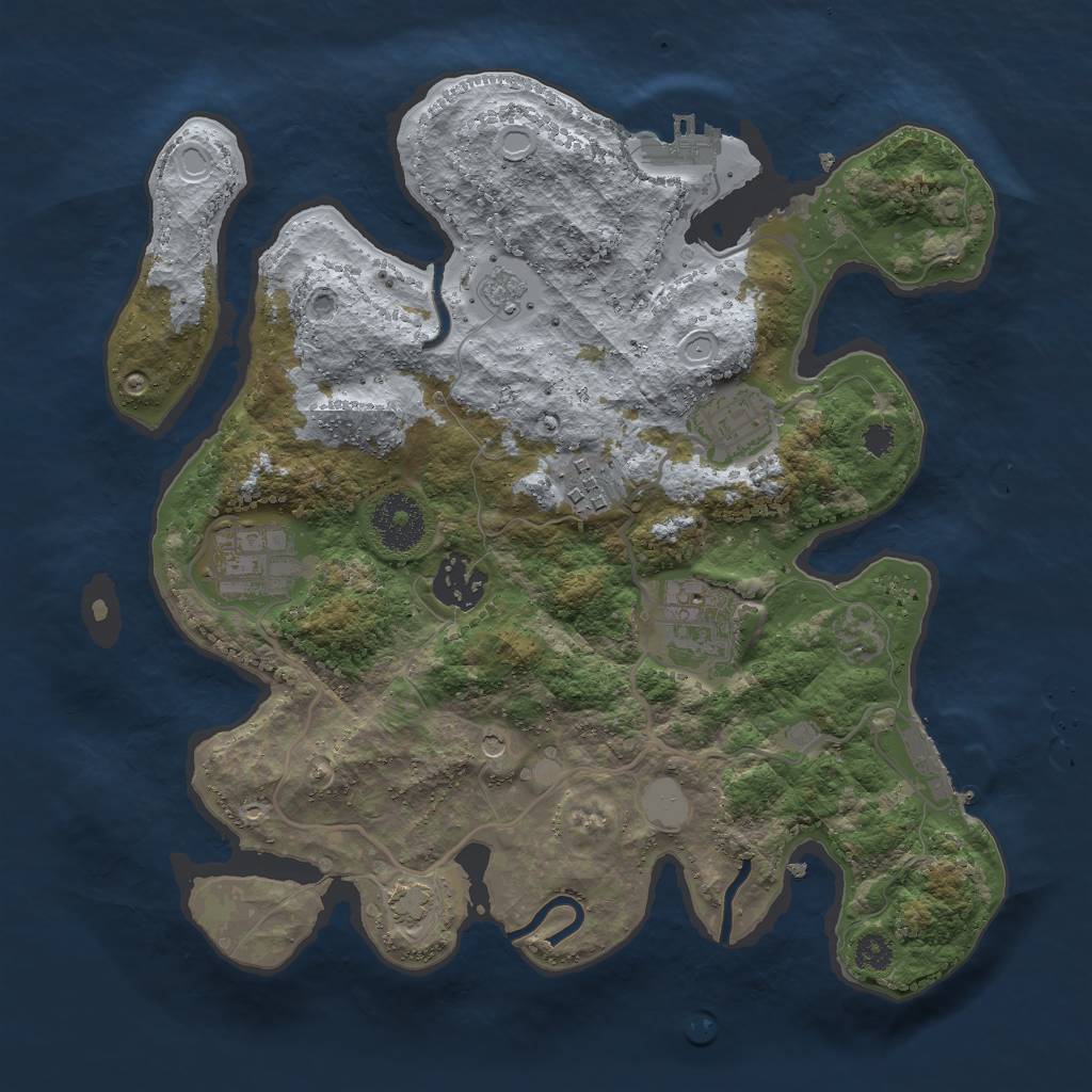 Rust Map: Procedural Map, Size: 3000, Seed: 2597, 13 Monuments