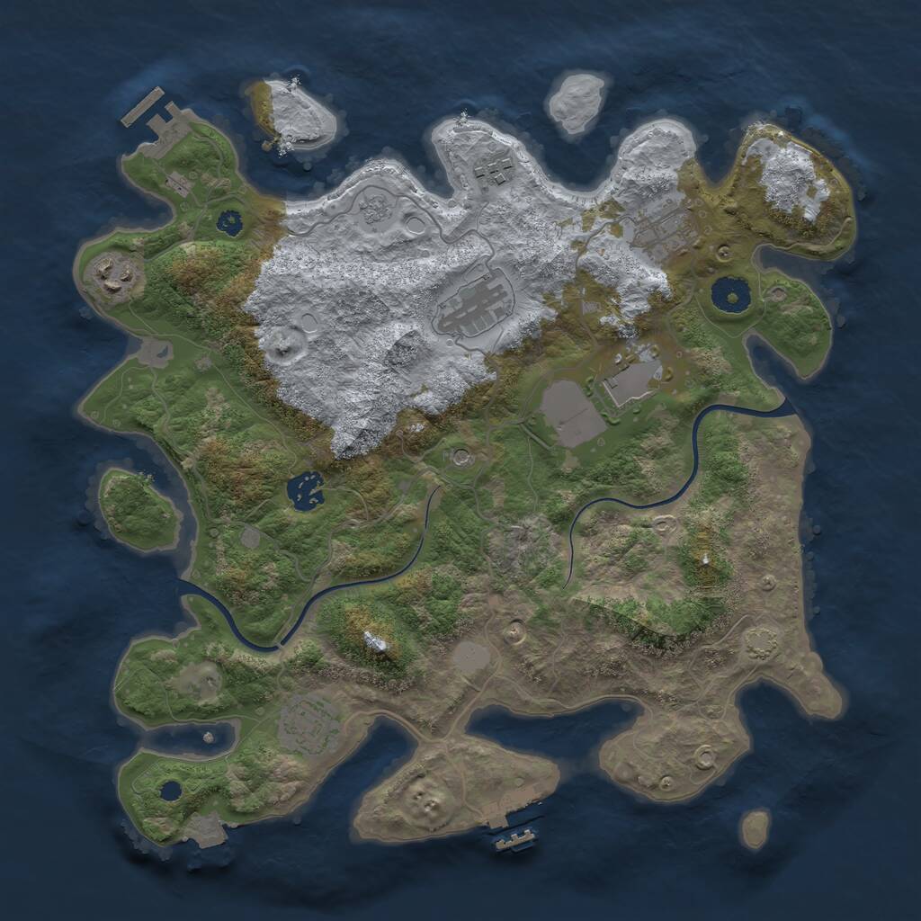 Rust Map: Procedural Map, Size: 3600, Seed: 98307019, 13 Monuments