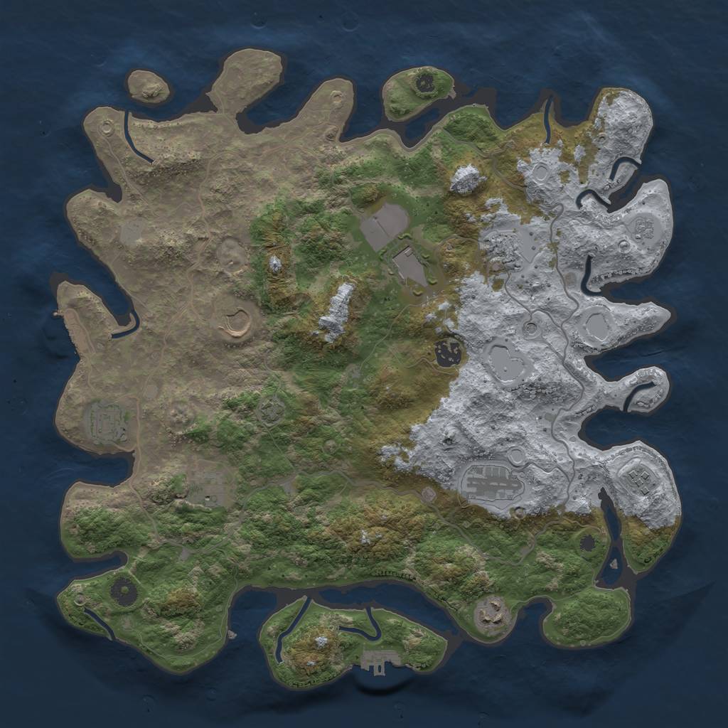 Rust Map: Procedural Map, Size: 4000, Seed: 3579, 17 Monuments