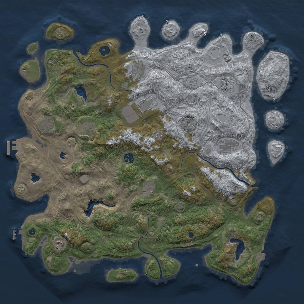 Rust Map: Procedural Map, Size: 4500, Seed: 2427, 16 Monuments