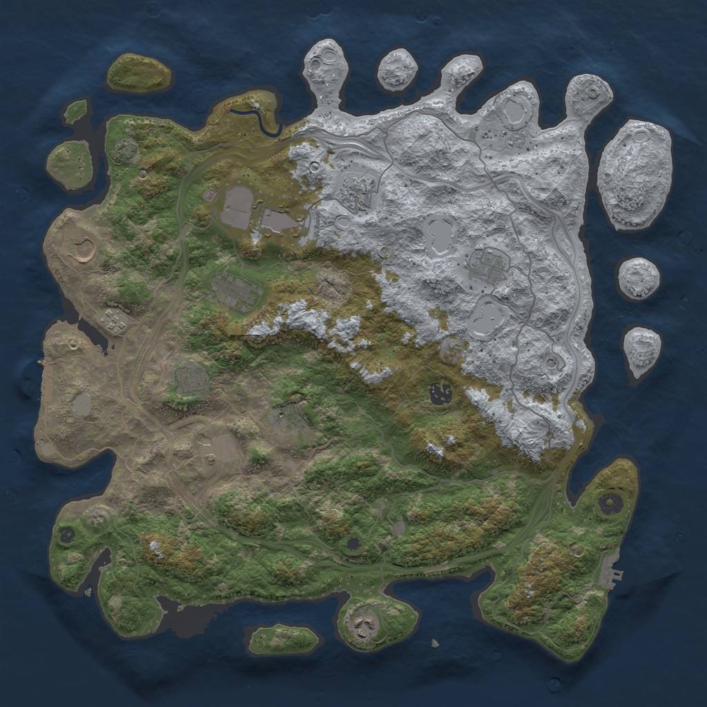 Rust Map: Procedural Map, Size: 4500, Seed: 2427, 19 Monuments