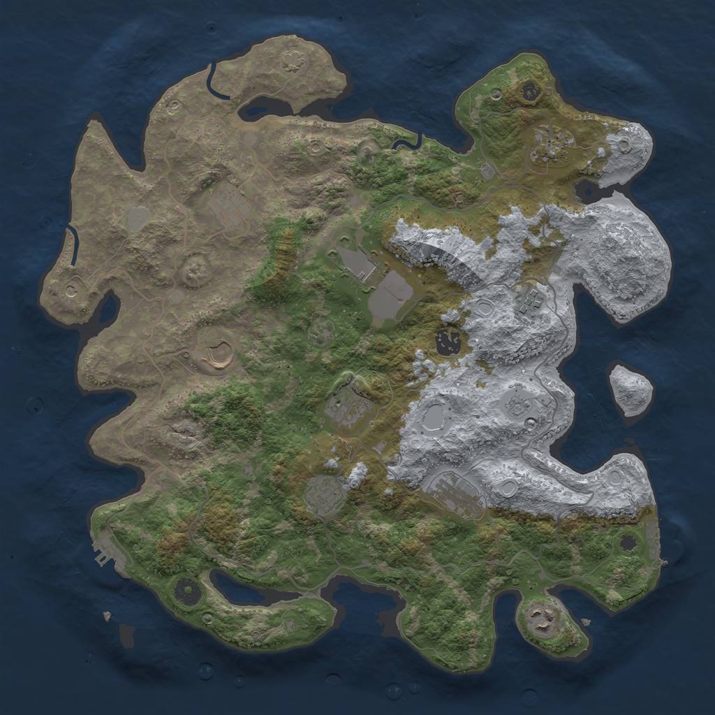 Rust Map: Procedural Map, Size: 4000, Seed: 1155239719, 18 Monuments