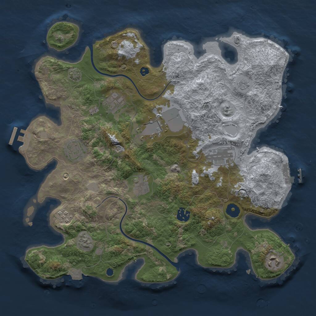 Rust Map: Procedural Map, Size: 3500, Seed: 727941, 14 Monuments
