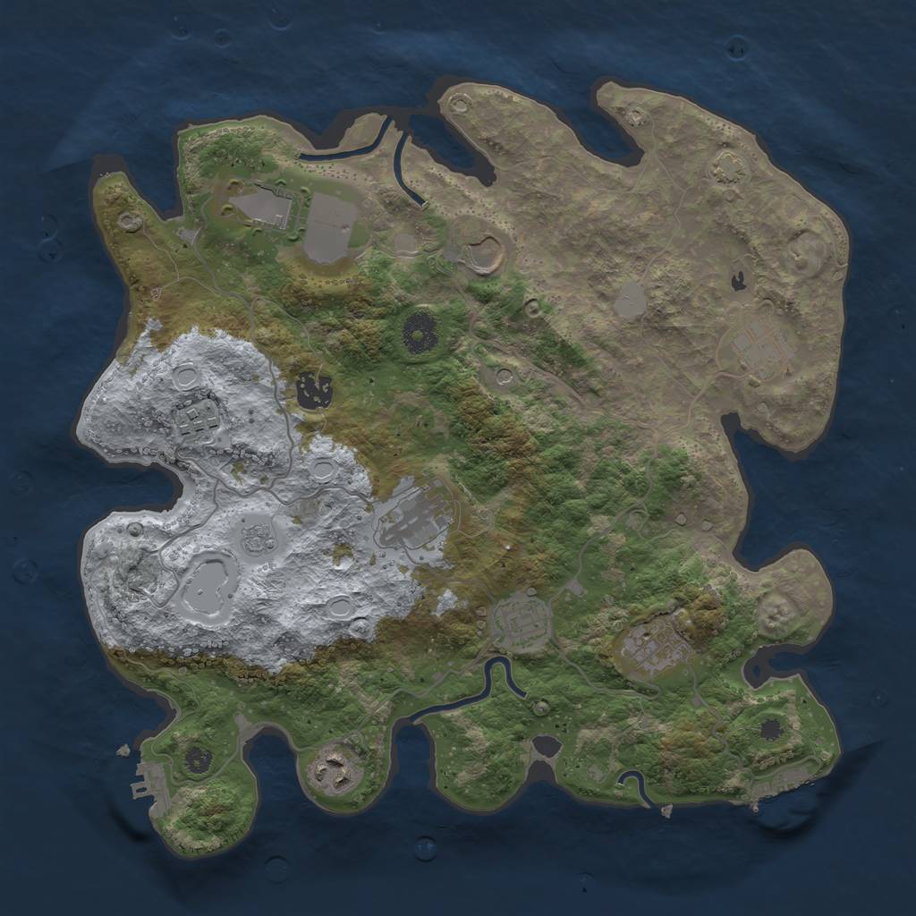 Rust Map: Procedural Map, Size: 3550, Seed: 3116487, 17 Monuments