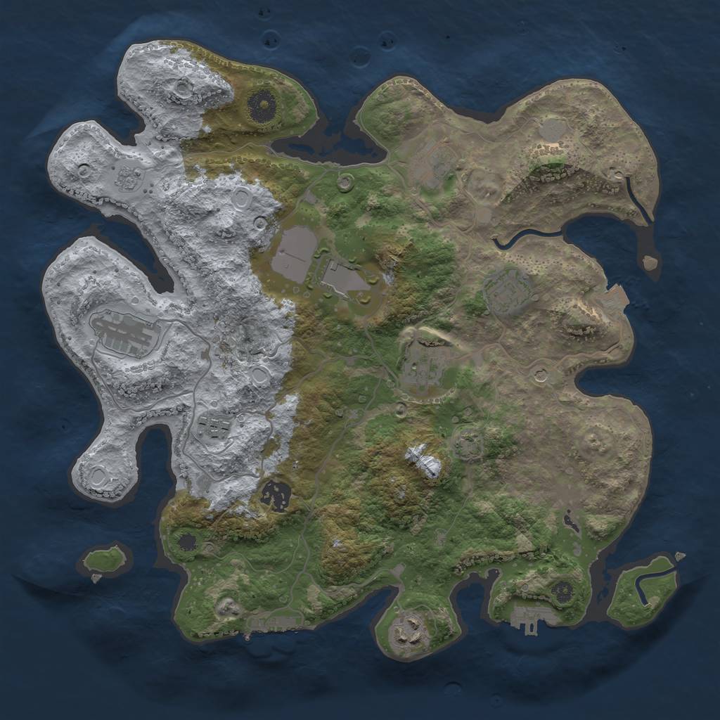Rust Map: Procedural Map, Size: 3500, Seed: 252634793, 16 Monuments