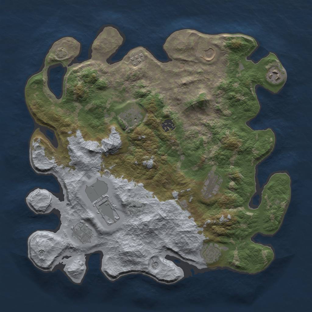 Rust Map: Barren, Size: 3700, Seed: 85809089, 13 Monuments