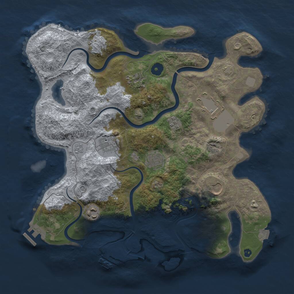 Rust Map: Procedural Map, Size: 3600, Seed: 40366253, 13 Monuments