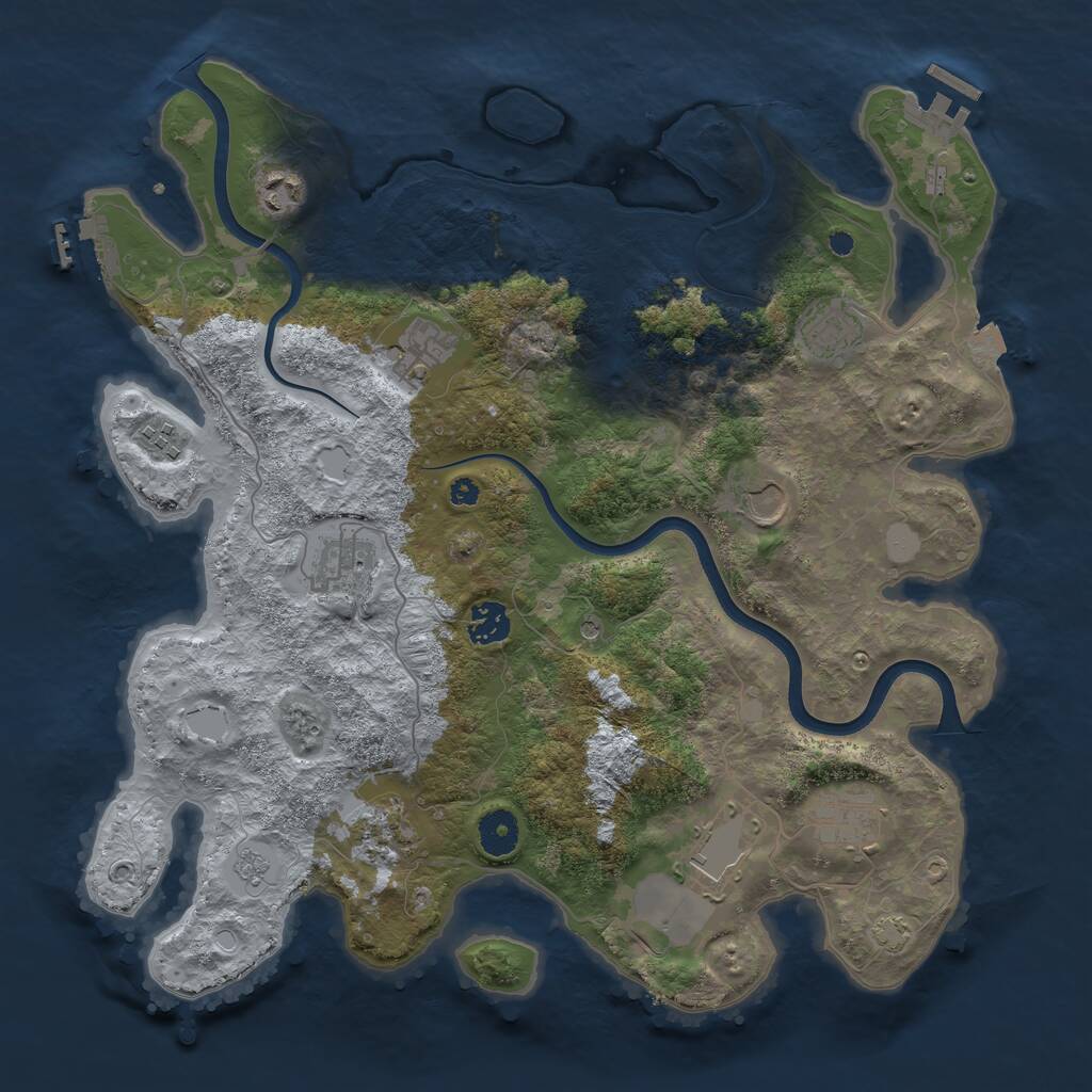 Rust Map: Procedural Map, Size: 3800, Seed: 91955817, 16 Monuments