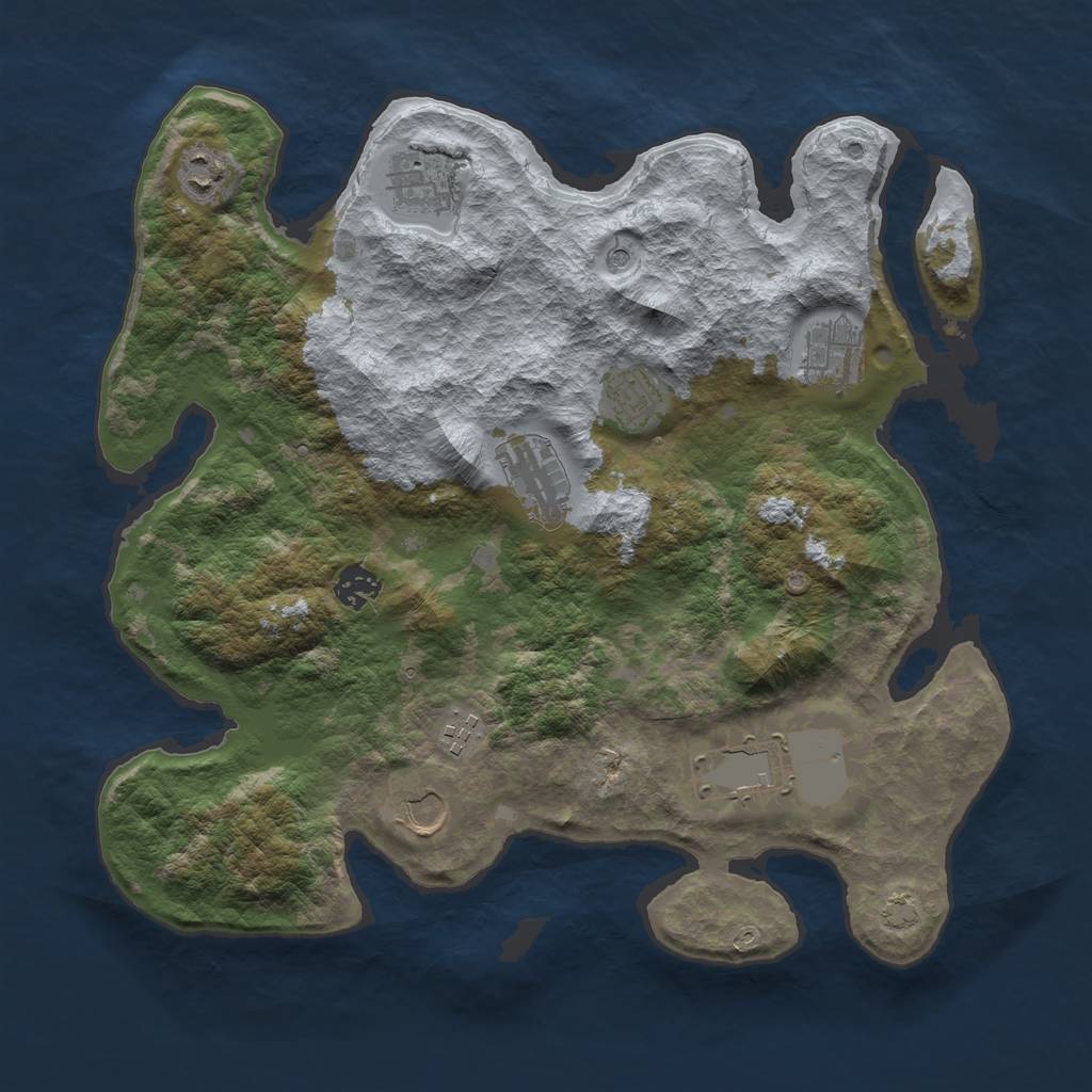 Rust Map: Barren, Size: 3750, Seed: 74410003, 13 Monuments