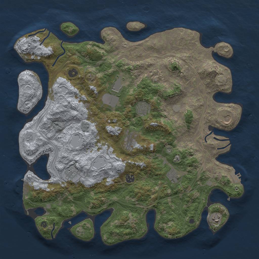 Rust Map: Procedural Map, Size: 4250, Seed: 70204961, 18 Monuments