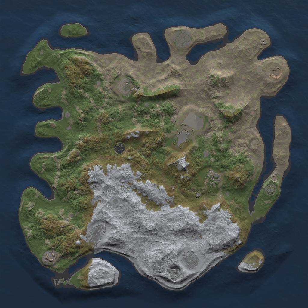 Rust Map: Barren, Size: 4300, Seed: 17077225, 14 Monuments