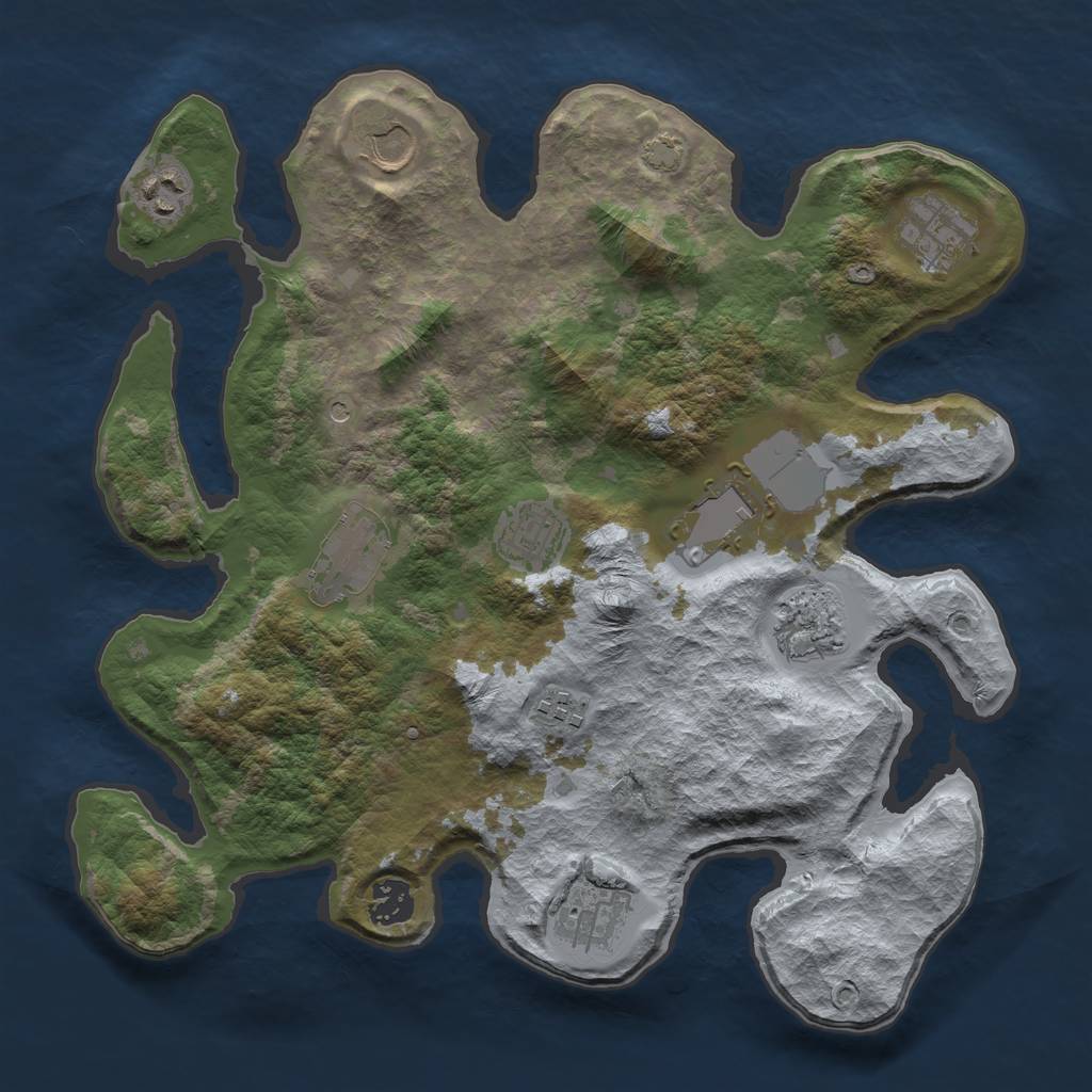 Rust Map: Barren, Size: 3500, Seed: 94796119, 14 Monuments