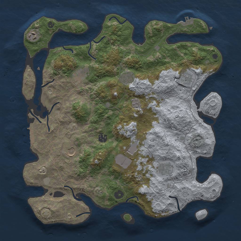 Rust Map: Procedural Map, Size: 4000, Seed: 24842729, 17 Monuments