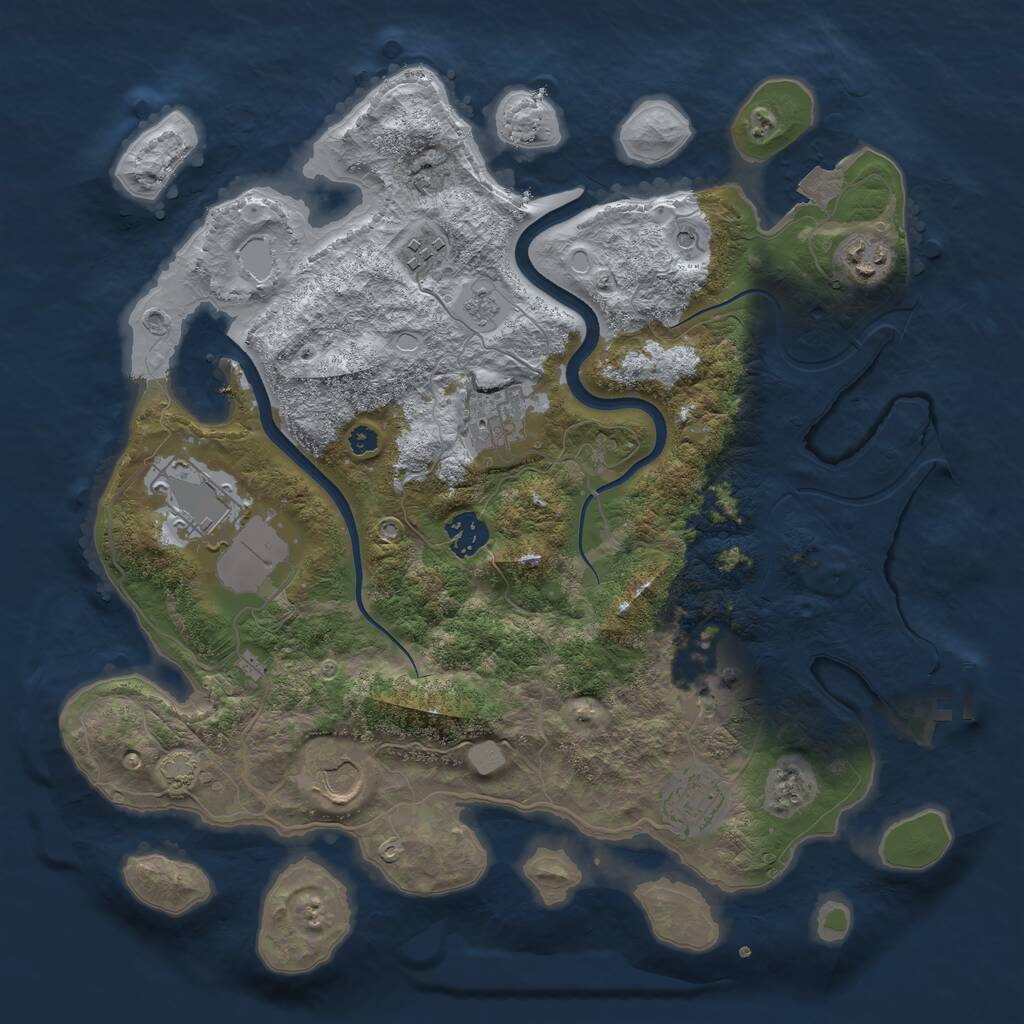 Rust Map: Procedural Map, Size: 3600, Seed: 84704212, 13 Monuments