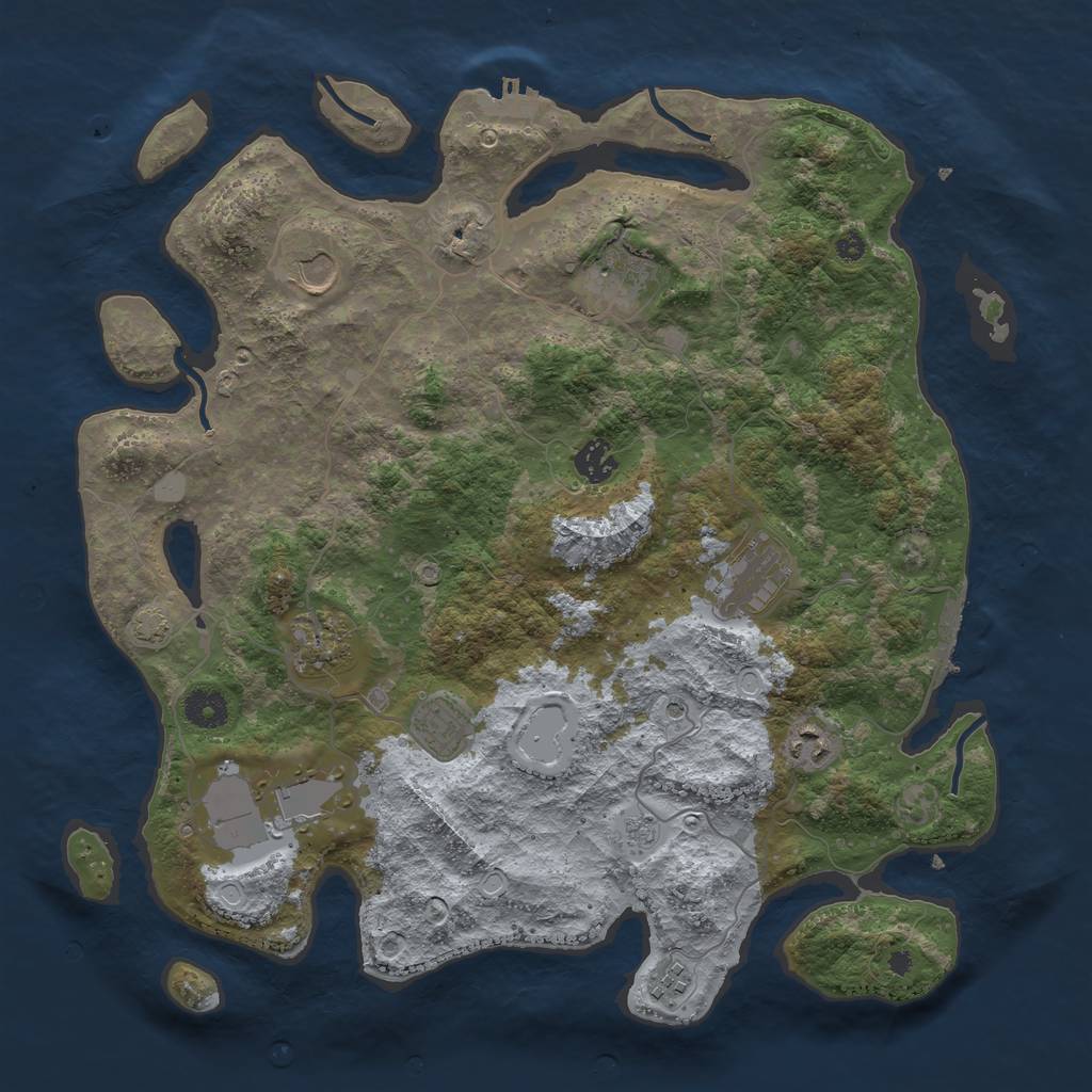 Rust Map: Procedural Map, Size: 3900, Seed: 54791087, 17 Monuments