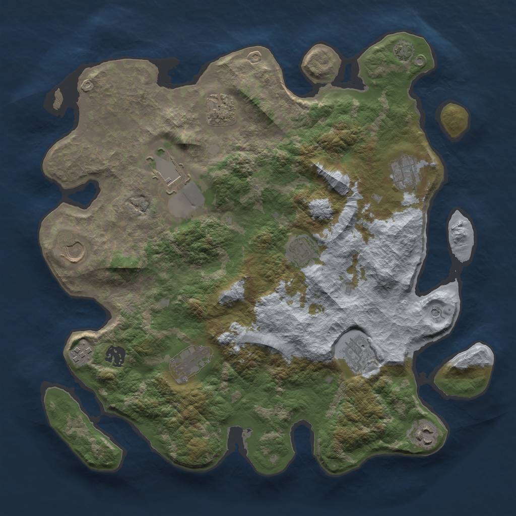 Rust Map: Barren, Size: 3750, Seed: 56558776, 14 Monuments