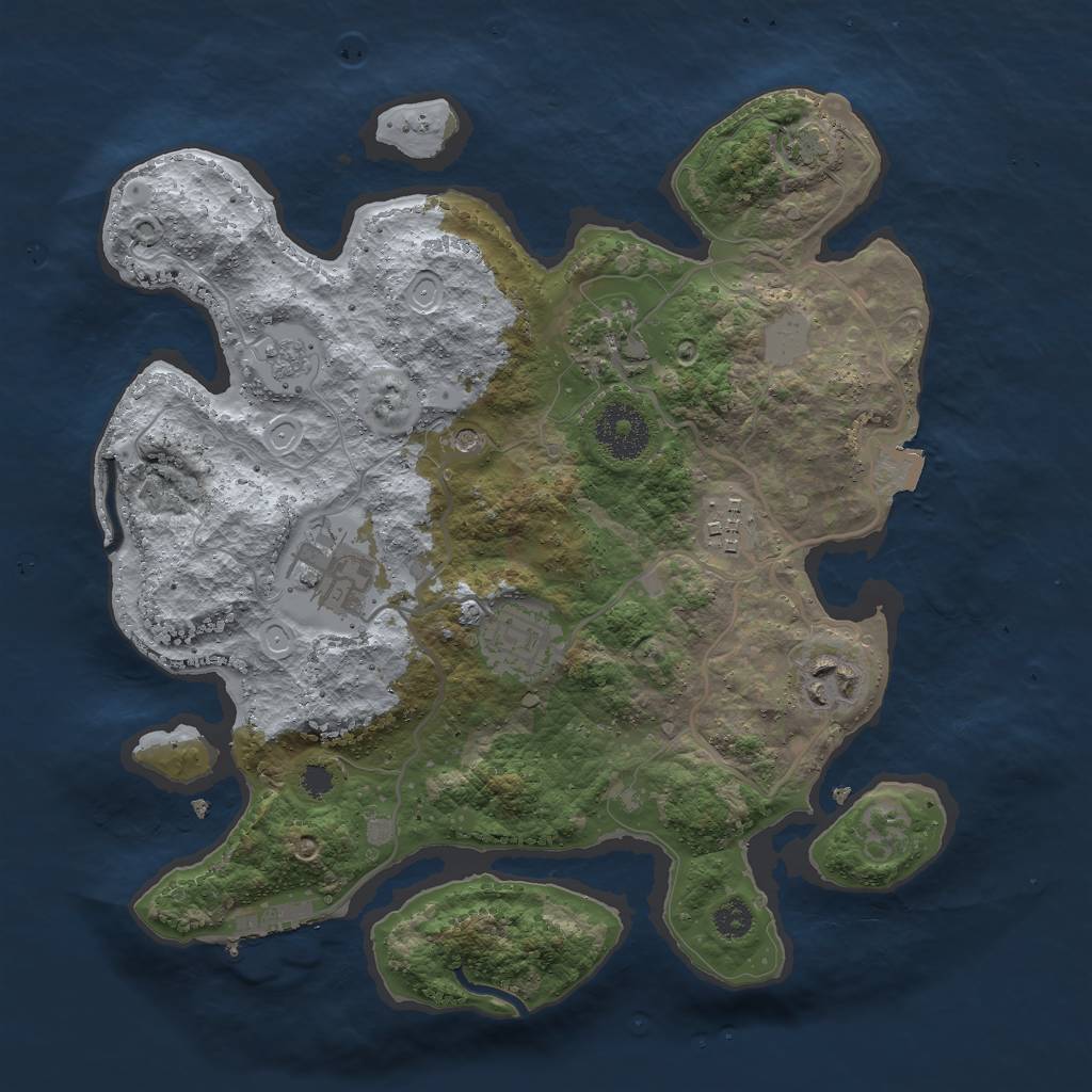 Rust Map: Procedural Map, Size: 3000, Seed: 1369, 12 Monuments