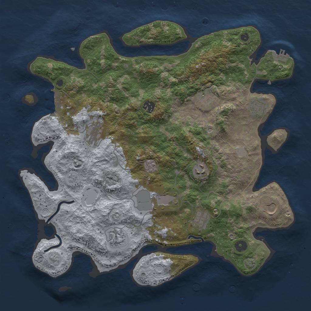 Rust Map: Procedural Map, Size: 3950, Seed: 84705489, 18 Monuments