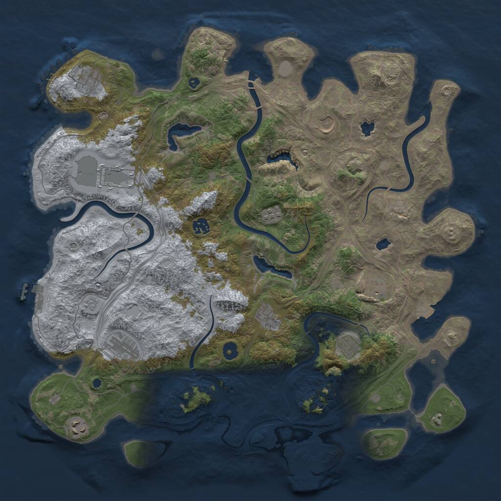 Rust Map: Procedural Map, Size: 4500, Seed: 474555481, 16 Monuments