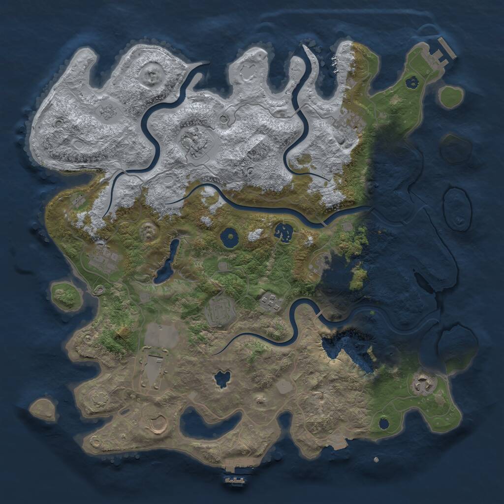 Rust Map: Procedural Map, Size: 4000, Seed: 966883983, 16 Monuments