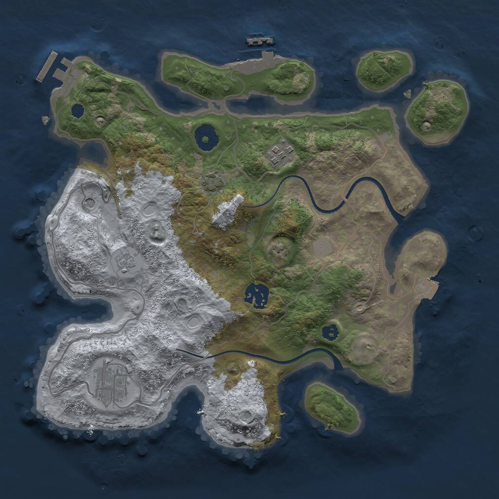 Rust Map: Procedural Map, Size: 3000, Seed: 307958746, 9 Monuments