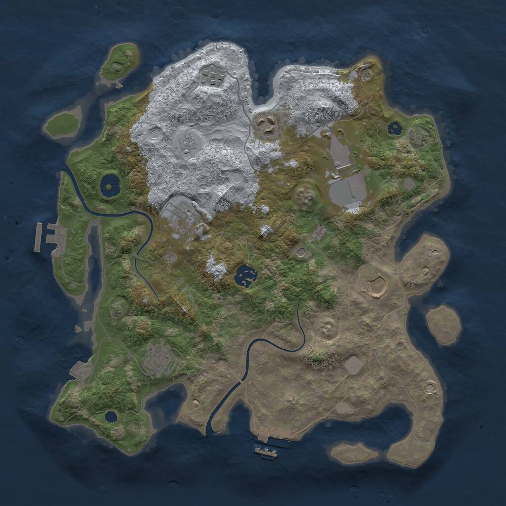 Rust Map: Procedural Map, Size: 3500, Seed: 432636538, 13 Monuments