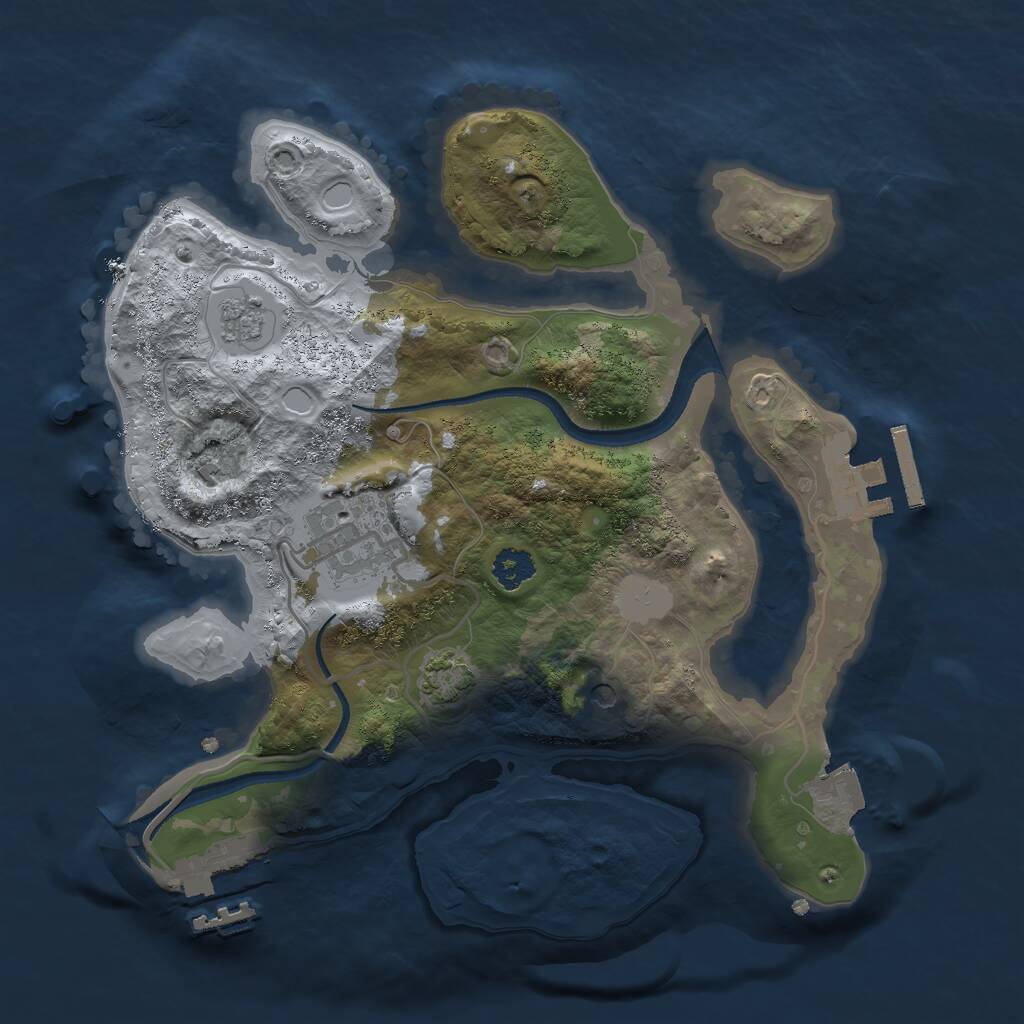 Rust Map: Procedural Map, Size: 2500, Seed: 1369, 7 Monuments