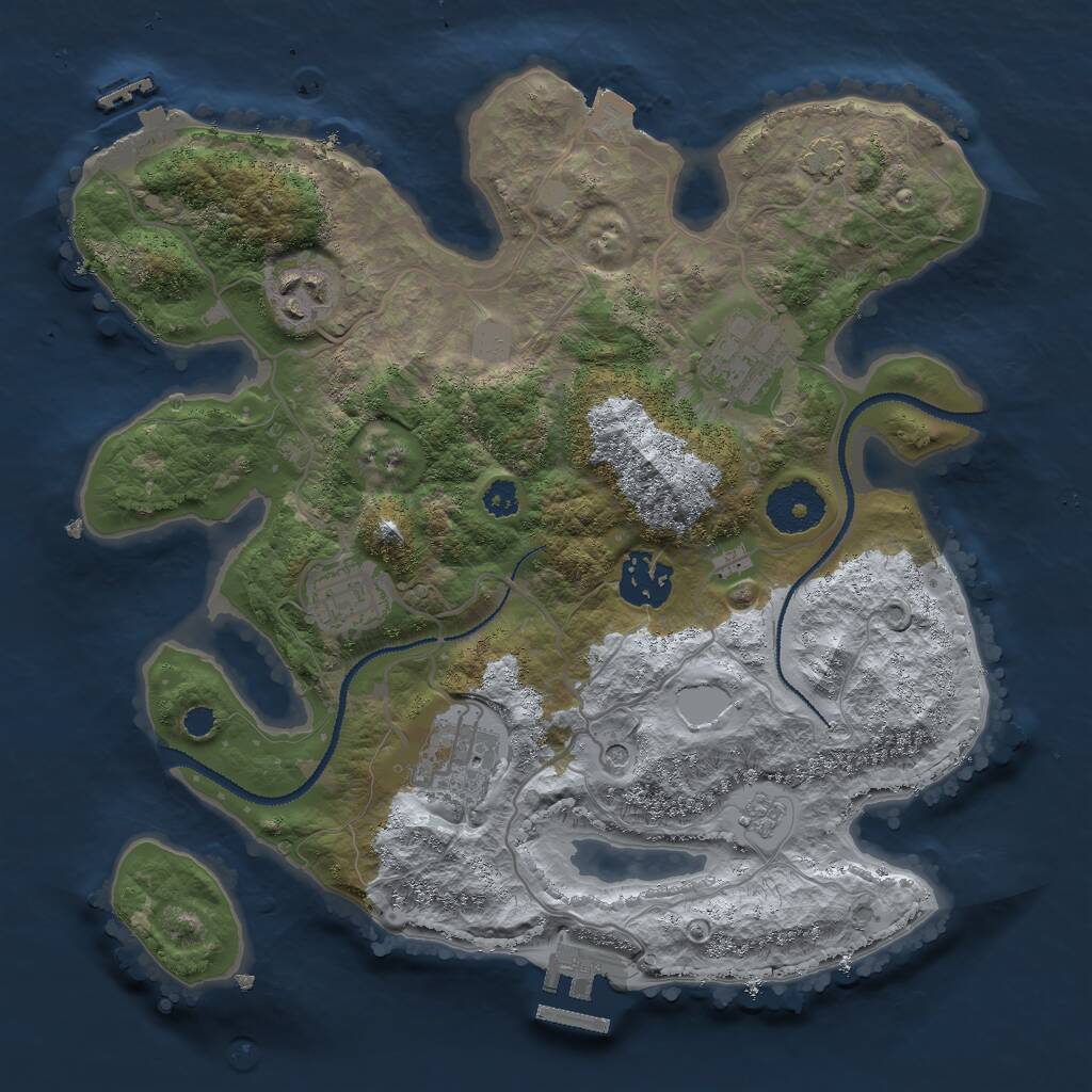 Rust Map: Procedural Map, Size: 3000, Seed: 96323399, 11 Monuments