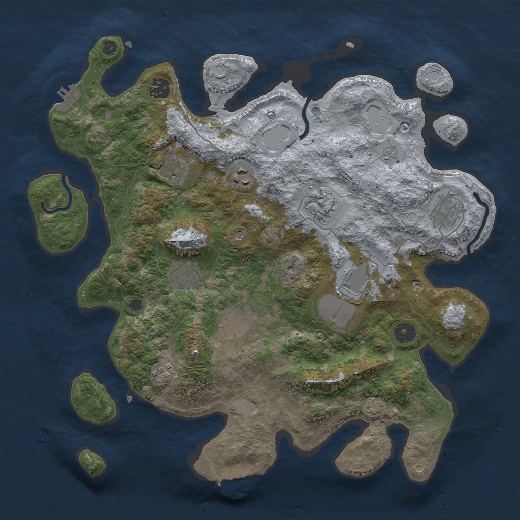 Rust Map: Procedural Map, Size: 3750, Seed: 958467529, 17 Monuments