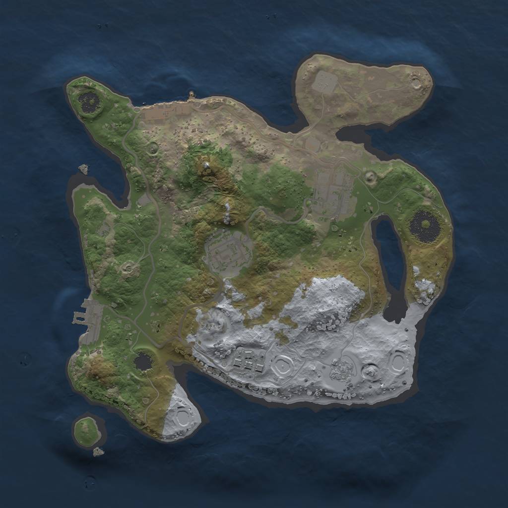 Rust Map: Procedural Map, Size: 2500, Seed: 1178661106, 9 Monuments