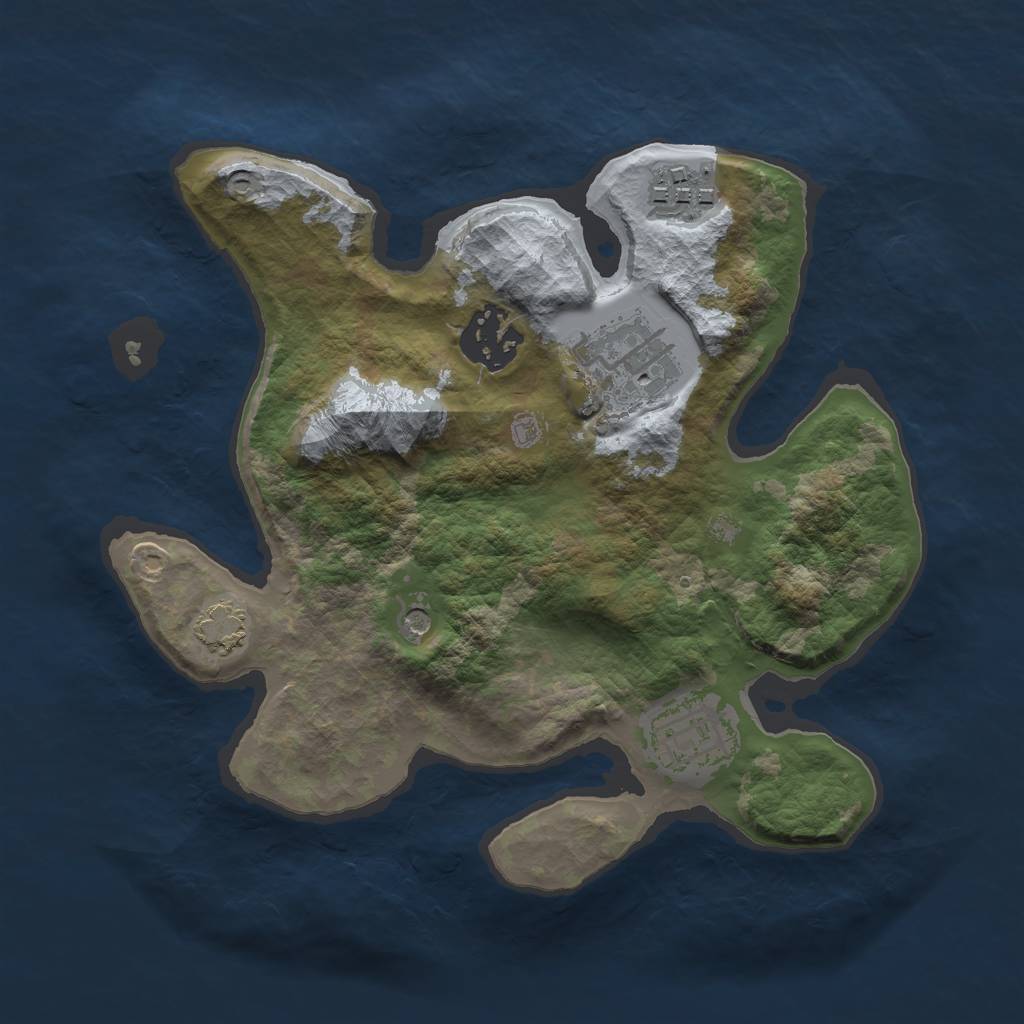 Rust Map: Barren, Size: 2500, Seed: 1614949894, 8 Monuments