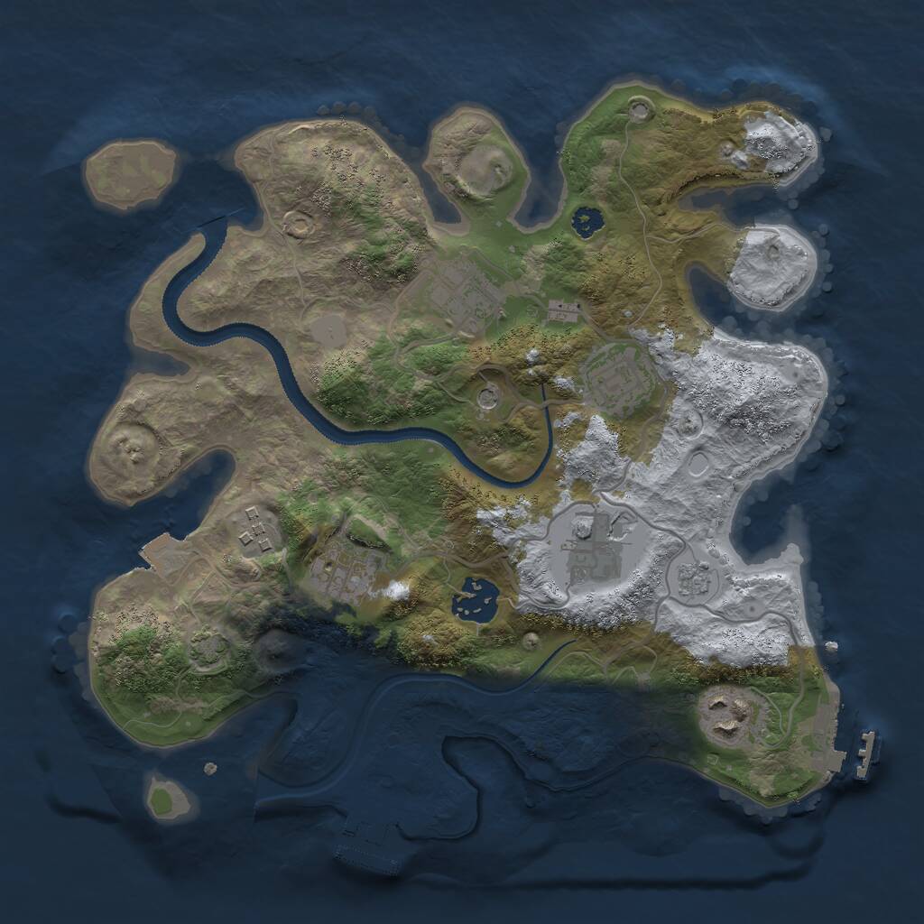 Rust Map: Procedural Map, Size: 3000, Seed: 342935880, 13 Monuments