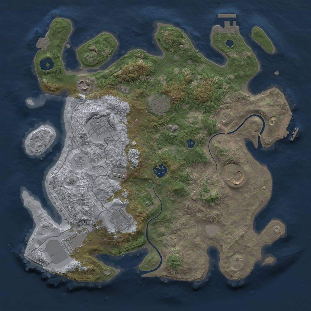 Rust Map: Procedural Map, Size: 3500, Seed: 37791, 14 Monuments