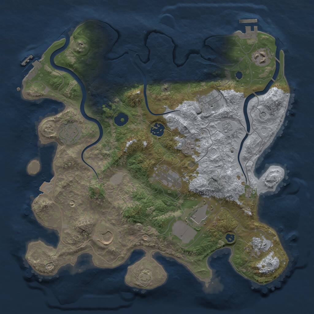 Rust Map: Procedural Map, Size: 3500, Seed: 721667, 15 Monuments