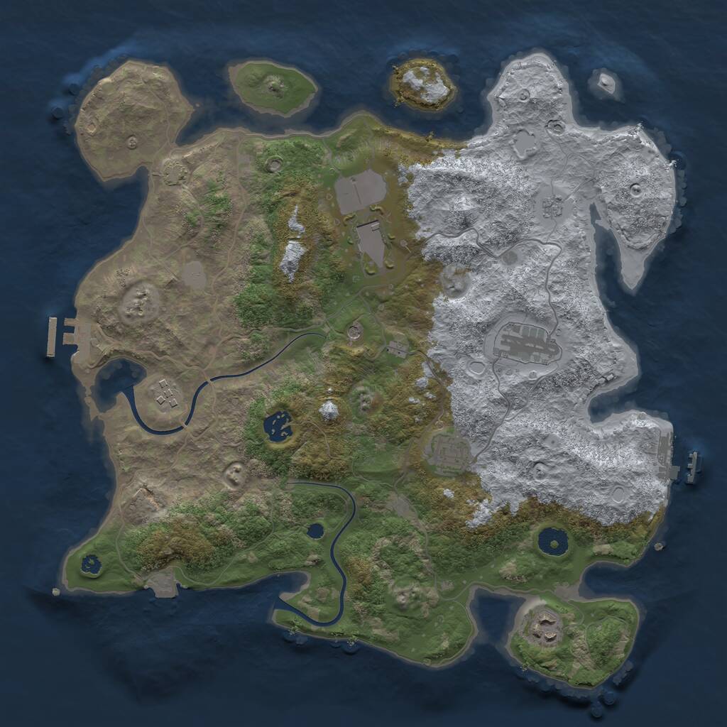Rust Map: Procedural Map, Size: 3700, Seed: 1939177990, 12 Monuments