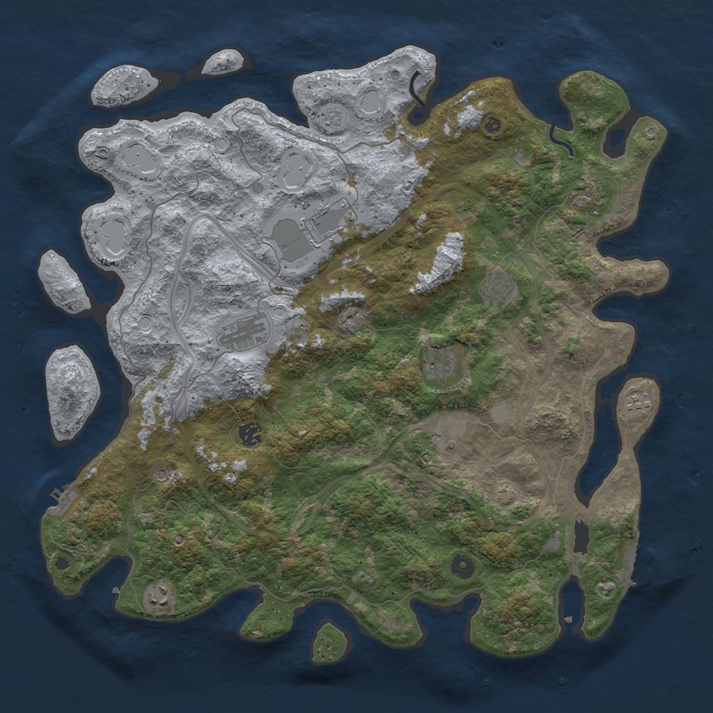 Rust Map: Procedural Map, Size: 4500, Seed: 994710733, 17 Monuments