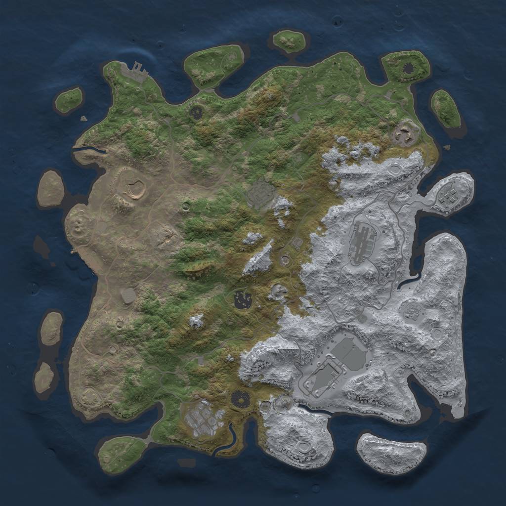 Rust Map: Procedural Map, Size: 4000, Seed: 2139839491, 16 Monuments